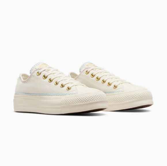 Converse Cream Canvas Platform Sneakers - Picture 3 of 8